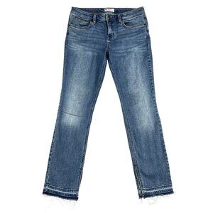 Free People Jeans Womens 31 Raw Hem Mid Rise Skinny Denim